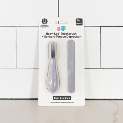 Baby-Led™ Toothbrush + Tongue Depressor in Pewter